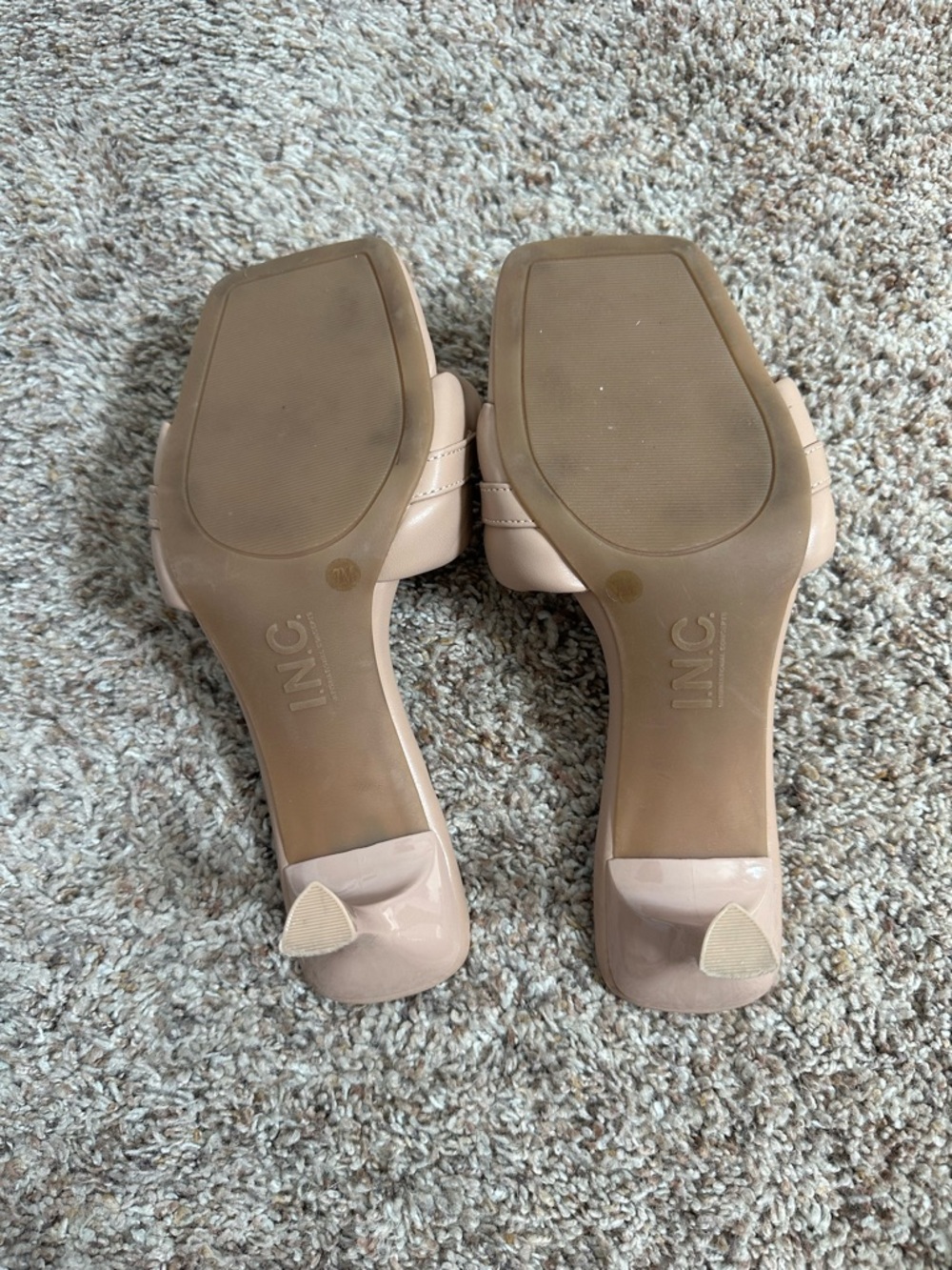 INC International Concepts Nude Chain Strap Mule Heels Size 7 Square Toe Slides - Picture 6 of 6